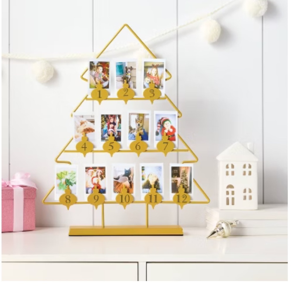WONDERSHOP Instax Mini Instant Film Gold Metal 12 day Advent photo display tree